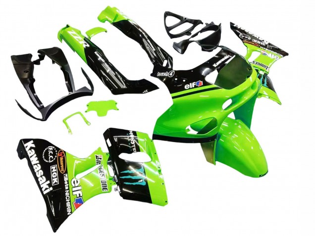 Carena Moto Kawasaki ZZR600 1998-2003 - Verde Nero Lucido Blu Mostro Elf Touch4 Bridgestone