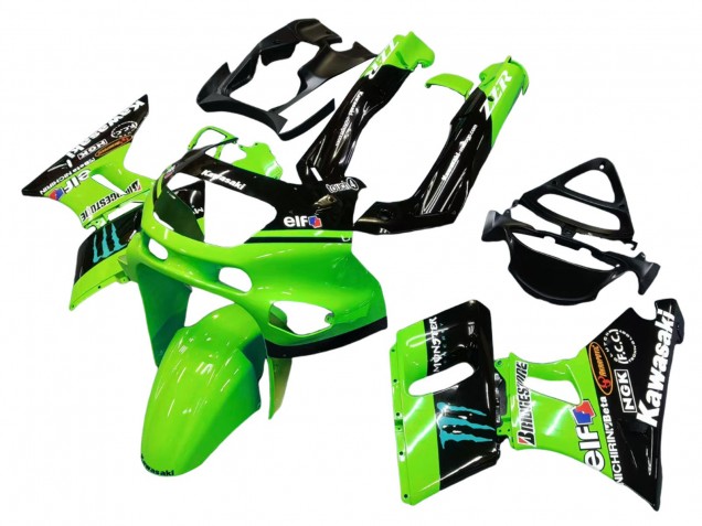 Carena Moto Kawasaki ZZR600 1998-2003 - Verde Nero Lucido Blu Mostro Elf Touch4 Bridgestone