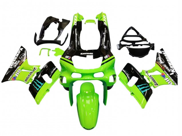 Carena Moto Kawasaki ZZR600 1998-2003 - Verde Nero Lucido Blu Mostro Elf Touch4 Bridgestone