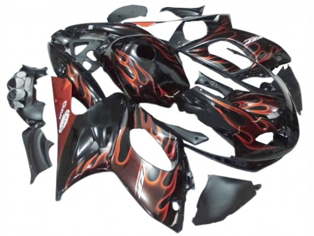 Carena Moto Yamaha YZF600R Thundercat 1996-2007 - Nero Arancione Scuro Fiamma
