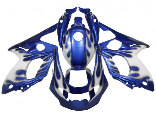 Carena Moto Yamaha YZF600R Thundercat 1996-2007 - Blu Bianco Argento Fiamma
