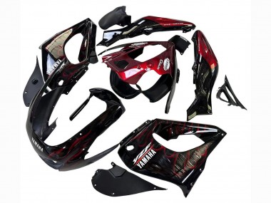 Carena Moto Yamaha YZF 1000R Thunderace 1997-2007 - Nero Rosso Scuro Fiamma Fabbrica