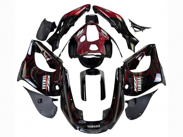 Carena Moto Yamaha YZF 1000R Thunderace 1997-2007 - Nero Rosso Scuro Fiamma