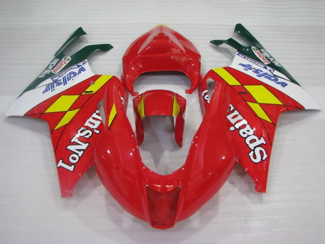 Carena Moto Aprilia RSV1000 2003-2006 - Rosso Giallo Bianco Spains No1 Valsir Castrol