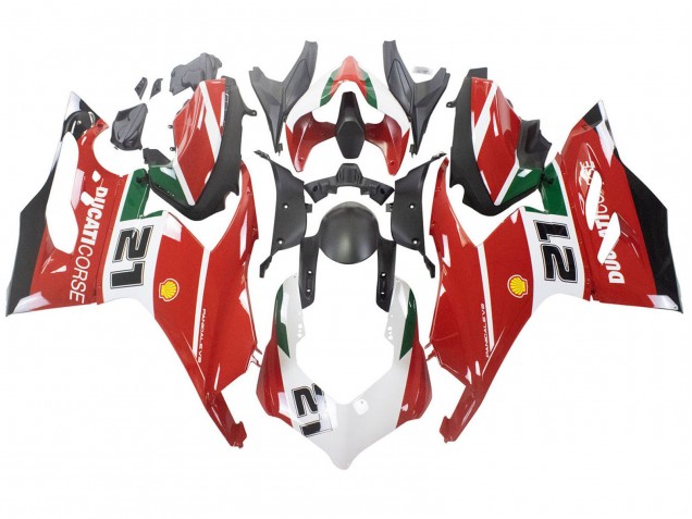 Carena Moto Ducati Panigale V2 2020-2024 - Bianco Rosso Verde Nero Opaco Corse 21