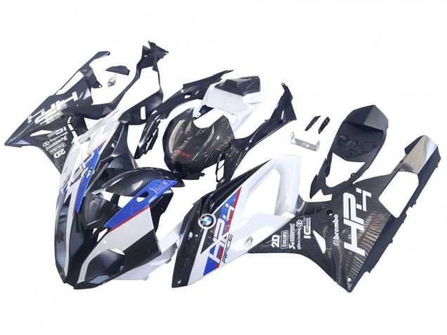 Carena Moto BMW S1000RR 2015-2016 - Bianco Blu Nero Fibra di Carbonio