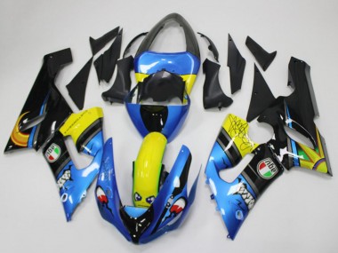 Carena Moto Kawasaki ZX6R 2005-2006 - Blu Giallo Nero Squalo Fabbrica