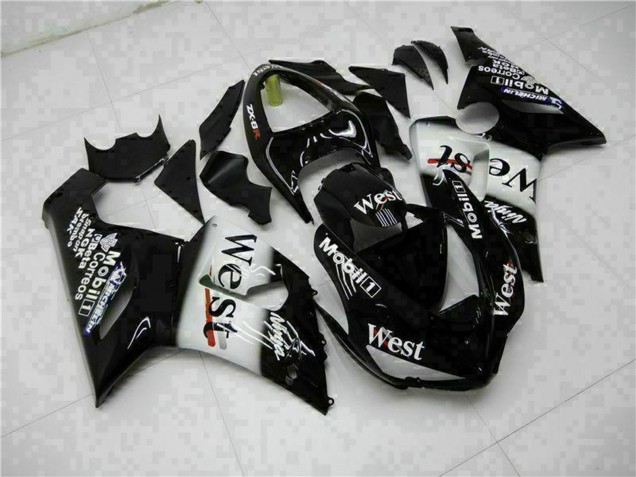 Carena Moto Kawasaki ZX6R 2005-2006 - Nero Lucido Bianco West