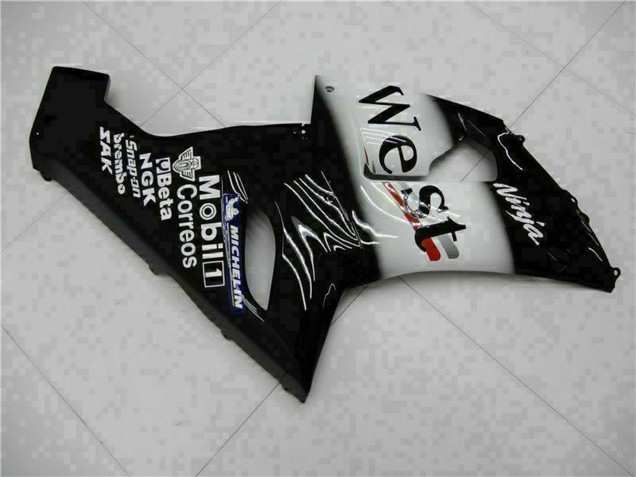Carena Moto Kawasaki ZX6R 2005-2006 - Nero Lucido Bianco West
