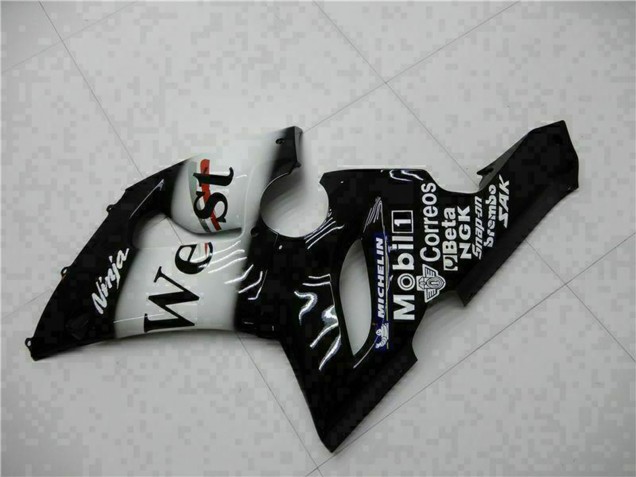 Carena Moto Kawasaki ZX6R 2005-2006 - Nero Lucido Bianco West