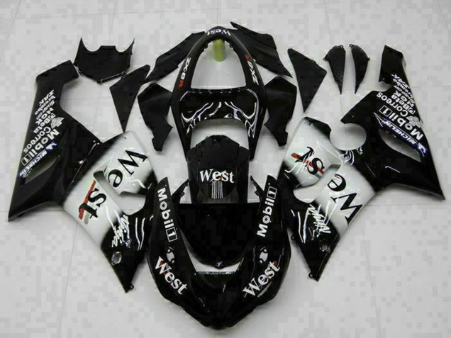Carena Moto Kawasaki ZX6R 2005-2006 - Nero Lucido Bianco West