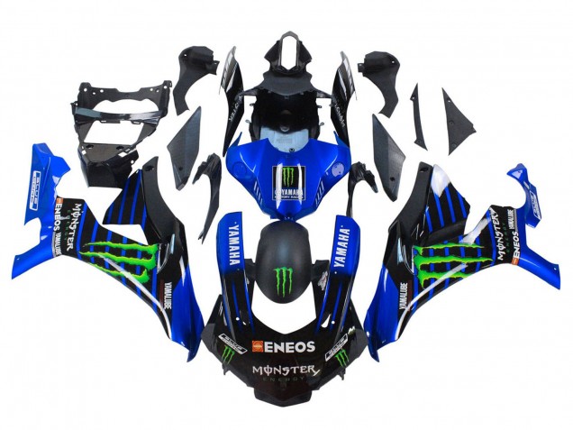 Carena Moto Yamaha YZF 1000 R1 2015-2019 - Blu Nero Opaco Verde Mostro ENEOS
