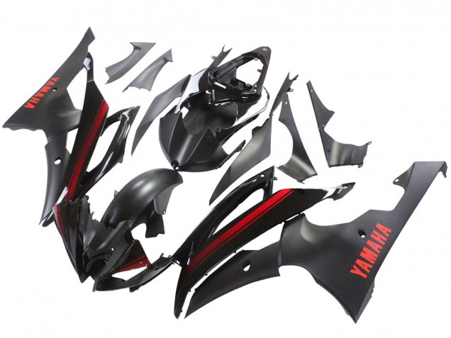Carena Moto Yamaha YZF 600 R6 2008-2016 - Nero Lucido Nero Opaco Rosso Banda