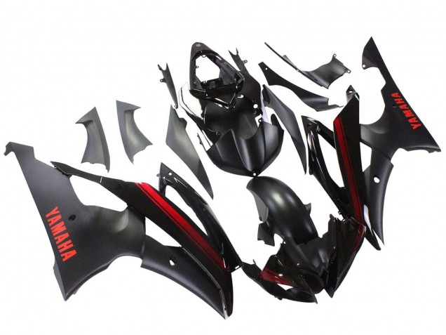 Carena Moto Yamaha YZF 600 R6 2008-2016 - Nero Lucido Nero Opaco Rosso Banda