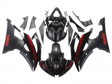 Carena Moto Yamaha YZF 600 R6 2008-2016 - Nero Lucido Nero Opaco Rosso Banda Fabbrica