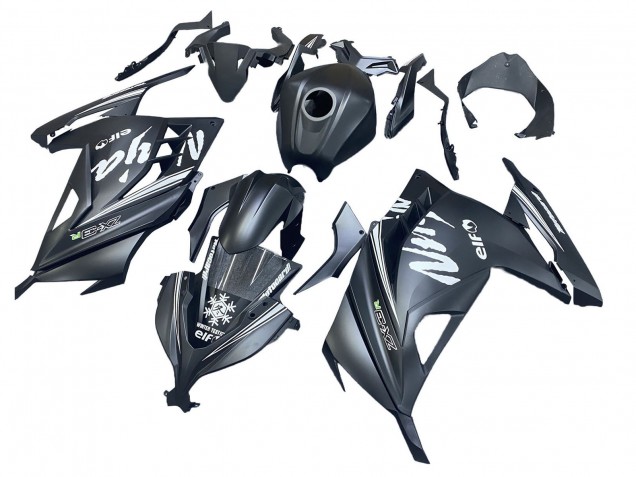 Carena Moto Kawasaki EX300 2013-2024 - Nero Opaco Bianco Elf Nevicare