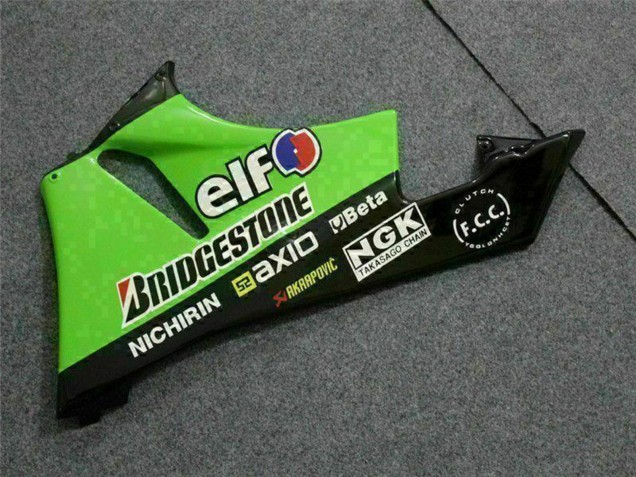 Carena Moto Kawasaki ZX6R 2009-2012 - Verde Nero Lucido Elf Touch4 Bridgestone