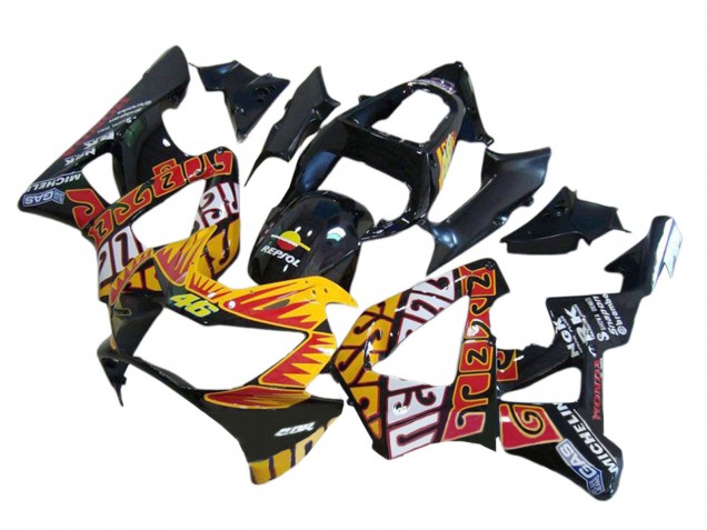 Carena Moto Honda CBR900RR 929 2000-2001 - Nero Lucido Arancia Repsol Rossi