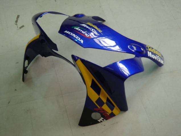 Carene Moto Honda CBR900RR 954 2002-2003 - Blu Giallo Nero Lucido Telefonica MoviStar Castrol