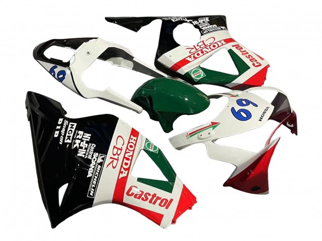 Carena Moto Honda CBR900RR 954 2002-2003 - Bianco Rosso Verde Nero Lucido Castrol