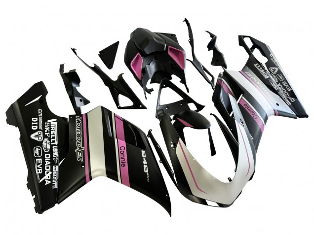 Carena Moto Ducati 848 2007-2014 - Bianco Rosa Nero Lucido Connie