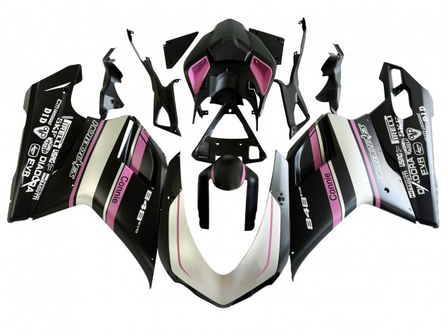 Carena Moto Ducati 848 2007-2014 - Bianco Rosa Nero Lucido Connie