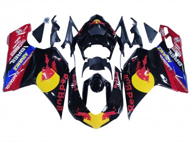 Carena Moto Ducati 848/1098/1198 2007-2014 - Nero Lucido Giallo Blu Red Bull Fabbrica