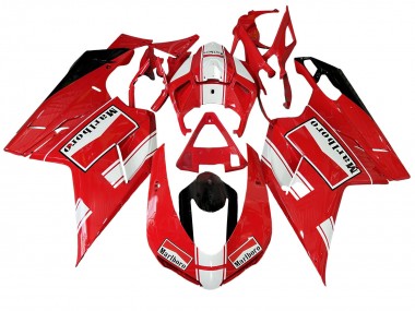 Carena Moto Ducati 848/1098/1198 2007-2014 - Bianco Rosso Nero Lucido Marlboro Fabbrica
