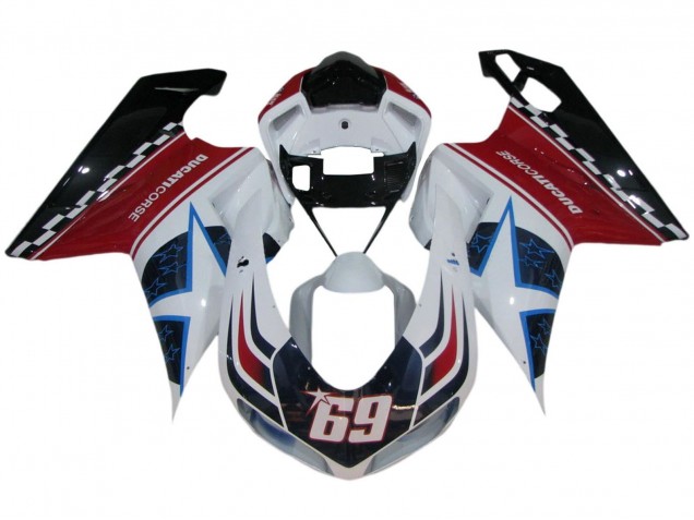 Carena Moto Ducati 848/1098/1198 2007-2014 - Bianco Rosso Blu Nero Lucido Corse 69