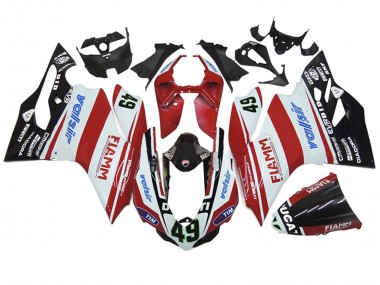 Carena Moto Ducati 1199 2011-2014 - Bianco Rosso Nero Lucido Valsir Fiamm 49 Fabbrica