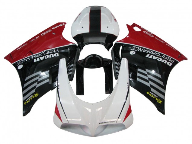 Carena Moto Ducati 748/916/996/998 1993-2005 - Bianco Rosso Nero Lucido Corsa Performance