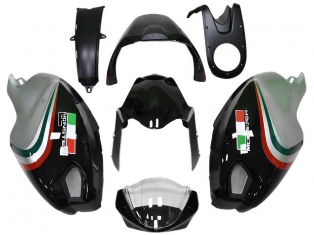 Carena Moto Ducati Monster 696 796 1100 1100S 2008-2012 - Nero Lucido Argento Rosso Verde