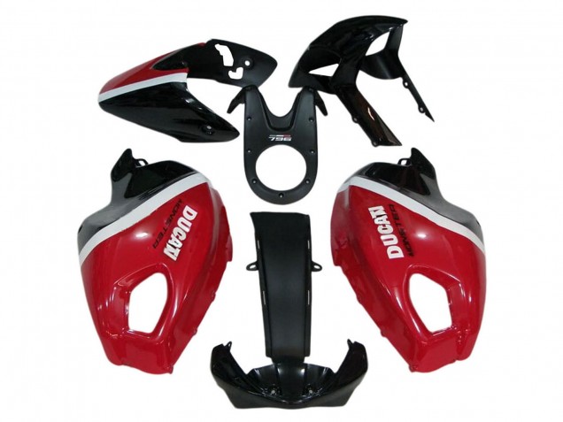 Carena Moto Ducati Monster 696 796 1100 1100S 2008-2012 - Rosso Bianco Nero Lucido