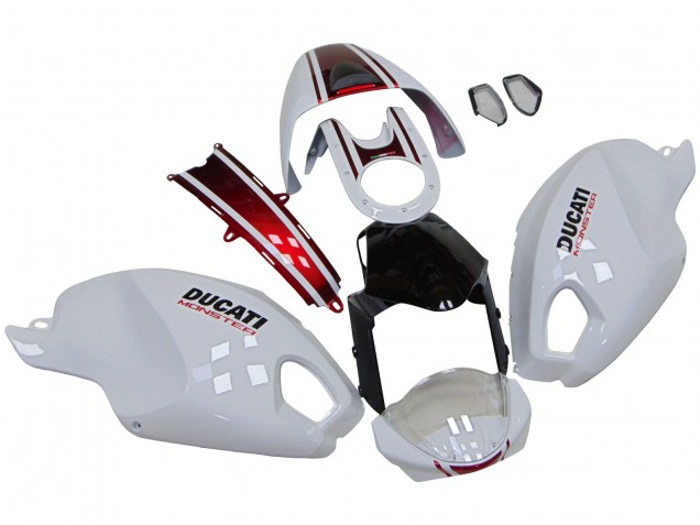 Carena Moto Ducati Monster 696 796 1100 1100S 2008-2012 - Bianco Rosso Nero Lucido