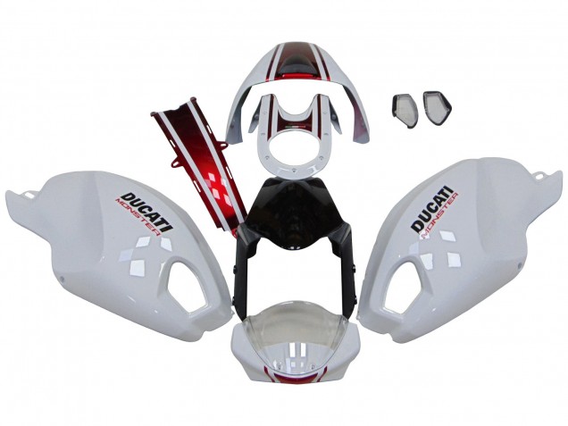 Carena Moto Ducati Monster 696 796 1100 1100S 2008-2012 - Bianco Rosso Nero Lucido