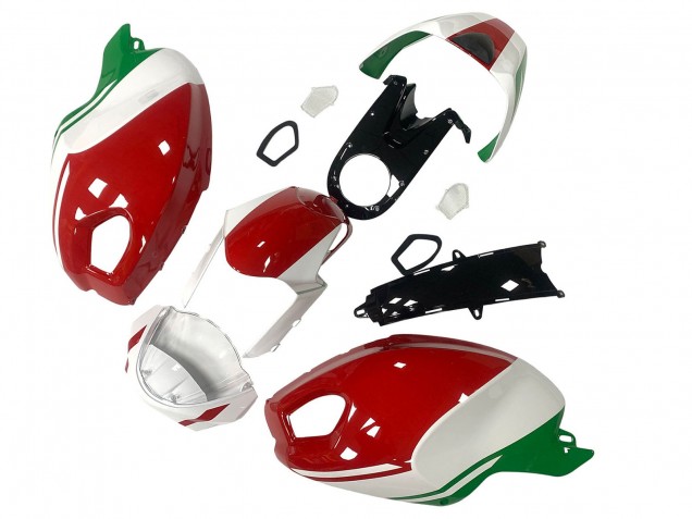 Carena Moto Ducati Monster 696 796 1100 1100S 2008-2012 - Bianco Rosso Verde