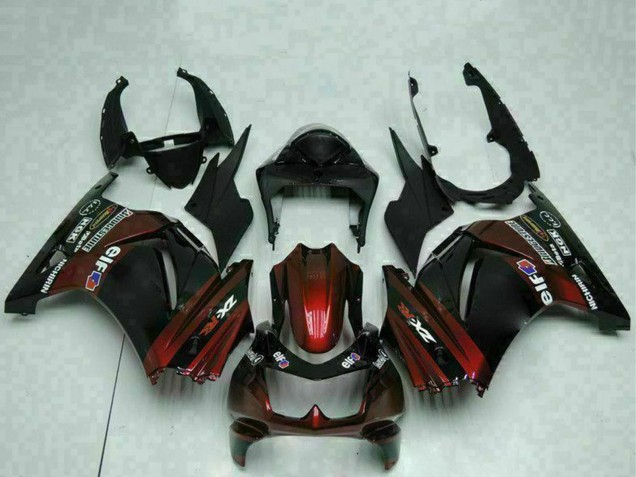 Carena Moto Kawasaki EX250 2008-2012 - Nero Lucido Rosso Bordeaux