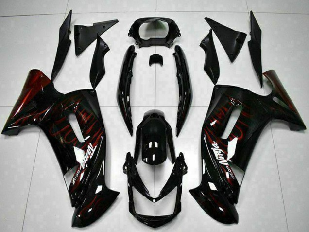 Carena Moto Kawasaki EX650 2006-2008 - Nero Lucido Rosso Fiamma