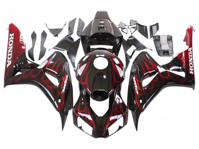 Carena Moto Honda CBR1000RR 2006-2007 - Nero Lucido Rosso Fiamma