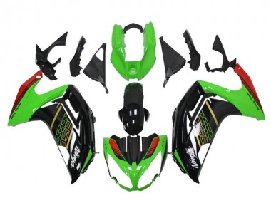 Carena Moto Kawasaki EX650 2012-2016 - Verde Nero Lucido Rosso Honeycomb Fabbrica