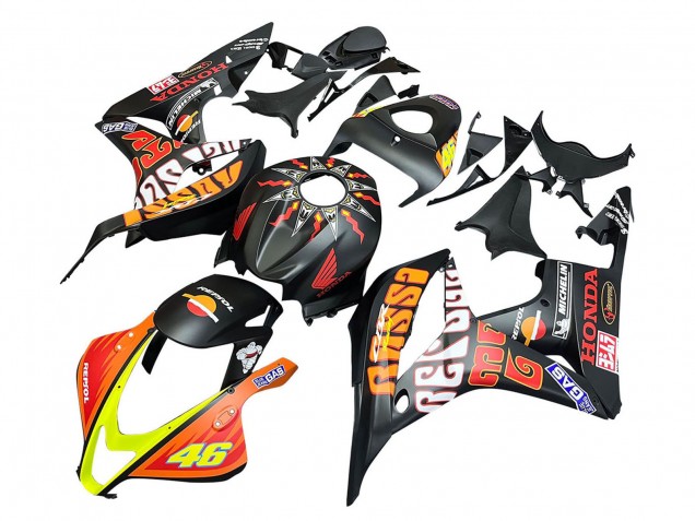 Carena Moto Honda CBR600RR 2007-2008 - Nero Opaco Arancia Rosso Rossi Repsol 46