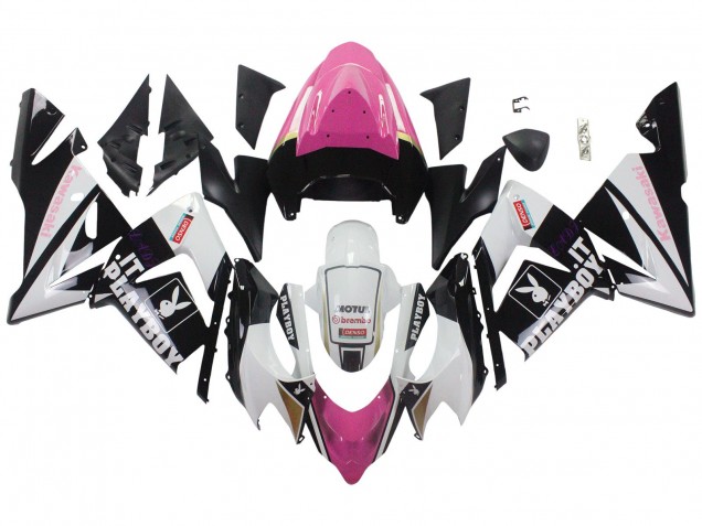Carena Moto Kawasaki ZX10R 2004-2005 - Nero Rosa Bianco Playboy Motul