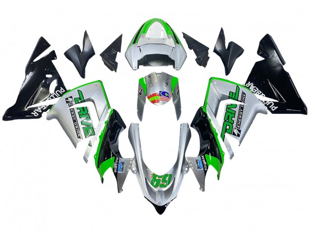 Carena Moto Kawasaki ZX10R 2004-2005 - Verde Argento Nero 69