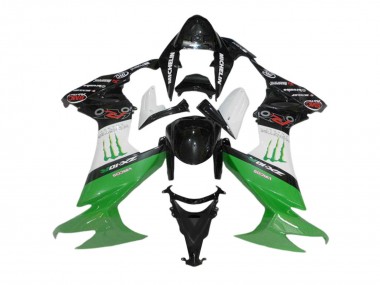 Carena Moto Kawasaki ZX10R 2008-2010 - Nero Lucido Bianco Verde Mostro Fabbrica