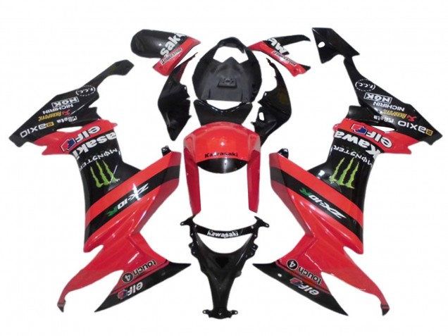 Carena Moto Kawasaki ZX10R 2008-2010 - Rosso Nero Verde Mostro Elf 27