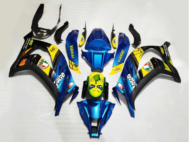 Carena Moto Kawasaki ZX10R 2008-2010 - Blu Giallo Nero Squalo