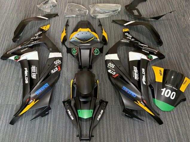 Carena Moto Kawasaki ZX10R 2011-2015 - Nero Opaco Bianco Giallo Verde Elf Trick Star Frtr 100