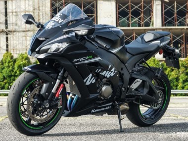 Carena Moto Kawasaki ZX10R 2011-2015 - Nero Opaco Bianco Verde Nevicare Decal Fabbrica