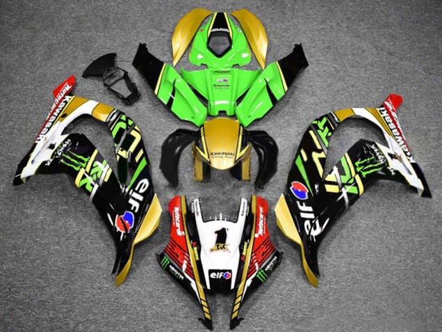 Carena Moto Kawasaki ZX10R 2016-2020 - Verde Oro Bianco Rosso Nero Elf Mostro