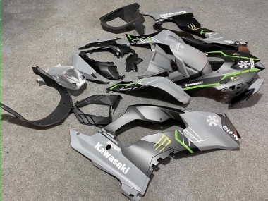 Carena Moto Kawasaki ZX10R 2021-2025 - Grigio Nero Opaco Verde Bianco Elf Nevicare Mostro Fabbrica